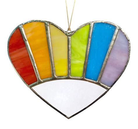 Rainbow Heart Stained Glass Window Hanging Heart Suncatcher Etsy