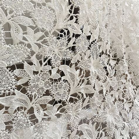 Guipure Lace Fabric 3d Flower Embroidery Hollowed Fabrics Etsy