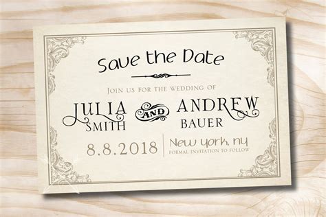 Elegant Scroll Save The Date Wedding Invitation Printable