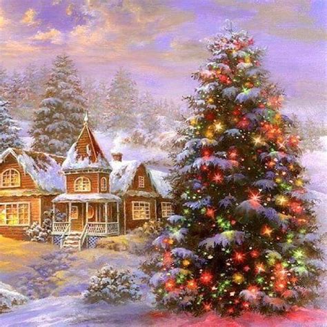 Pin On No L Christmas Scenery Christmas Tree Painting Old Christmas