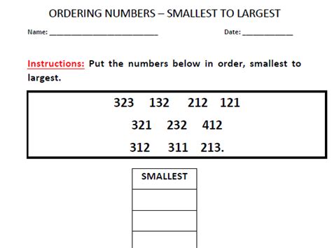 Ordering 3 Digit Numbers Teaching Resources Worksheets Library