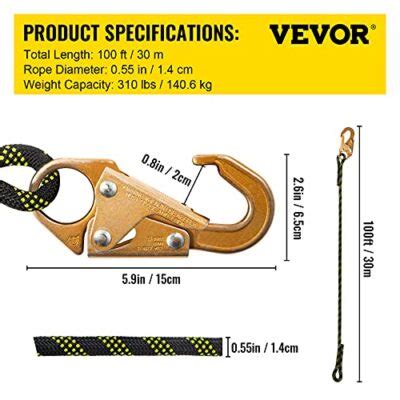 VEVOR Vertical Lifeline Assembly 100 Ft Fall Protection Rope