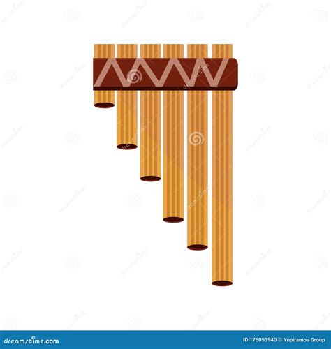 Bamboo Flute Wind Musical Instrument Isolated Icon Stock Vector