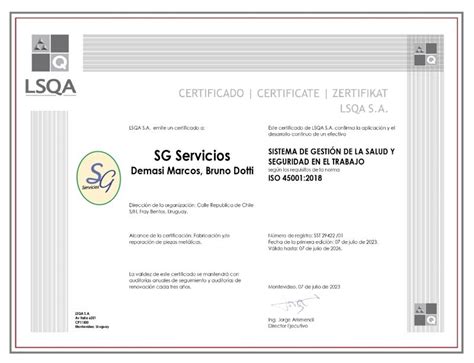 Certificado Iso Lqsa Sgservicios