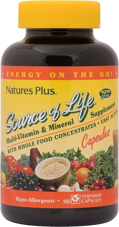 Naturesplus Source Of Life Multivitamin 180 Vegetarian Capsules Whole Food