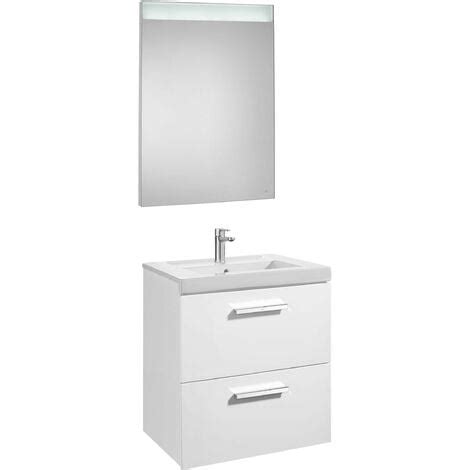 Conjunto De Mueble 2 Cajones Lavabo Y Espejo LED PRISMA ROCA Color