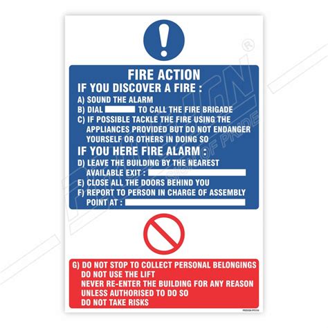 Fire Action Sign Protector Firesafety