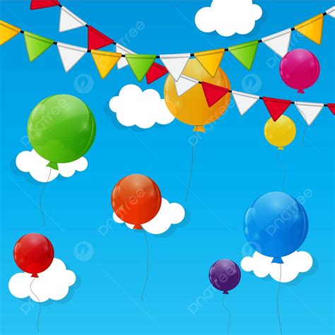 Color Glossy Balloons Background Vector Illustration Birthday Card