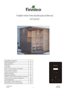 Fillable Online Twilight Indoor Free Standing Sauna Manual Sl Control