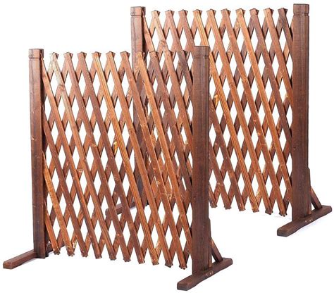 Patio Wooden Pet Fence Retractable Expanding Fences Barrier Section