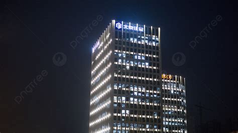 Background Foto Lampu Gedung Kantor Di Malam Hari Pemandangan Malam