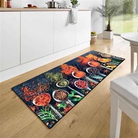 Tapis De Cuisine Mani Textile Spice Antid Rapant Lavable En