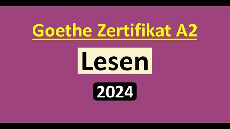 Goethe Zertifikat A2 Lesen Modelltest 2024 mit Lösung am Ende Vid