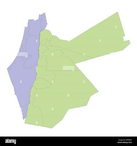 Hochwertige Politische Landkarte Israels Und Jordaniens Mit Grenzen Der