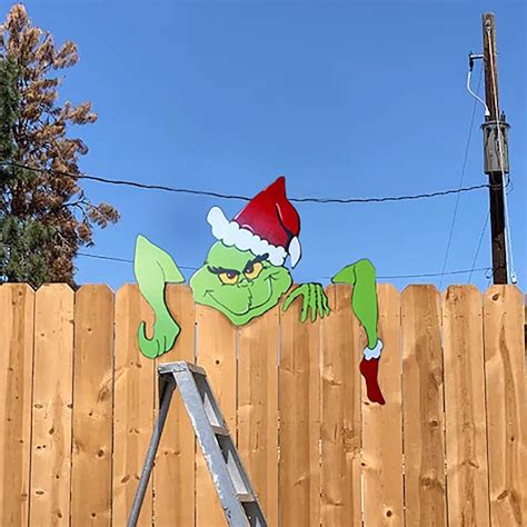 Amazon Pcs Grinch Fence Peeker Decoration Funny Christmas Fence