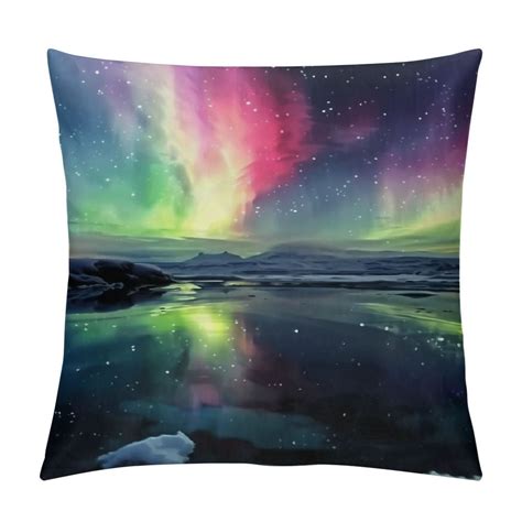 JEUXUS Purple Green Northern Modern Print Amazing Aurora Borealis