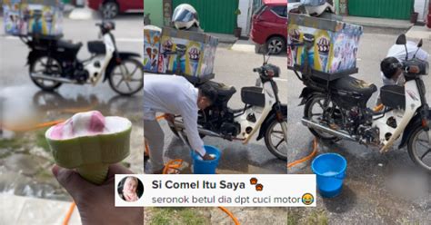 Selamba Basuh Motor Guna Air Rumah Pelanggan Gelagat Bhaiya Aiskrim