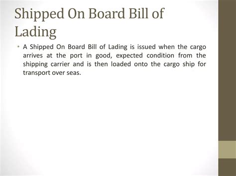 Types Of Bill Of Lading Ppt