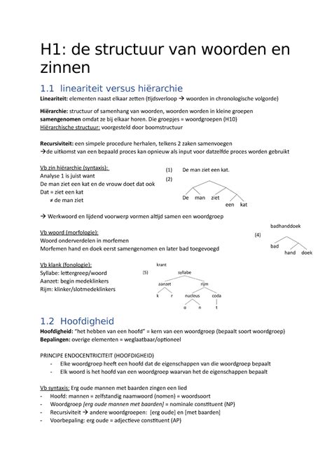 H Samenvatting Basisbegrippen Morfologie H De Structuur Van