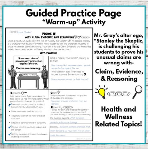 Claim Evidence Reasoning CER Paragraph Practice Activity Prove It With