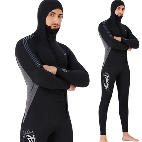 DIVE SAIL Mens 3MM Front Zip Hooded Full Wetsuit