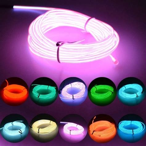 Flexible Neon LED Light Glow EL Wire String Strip Rope Tube Car