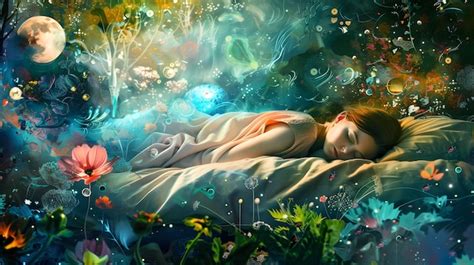 Surreal Depiction Of Dreaming And Rem Sleep Visualization With