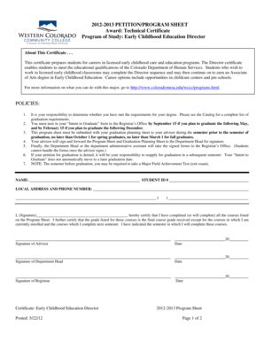 Fillable Online Coloradomesa Petition Program Sheet Colorado