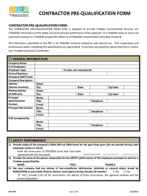 Fillable Online General Contractor Pre Qualification Form Keyword Found Fax Email Print