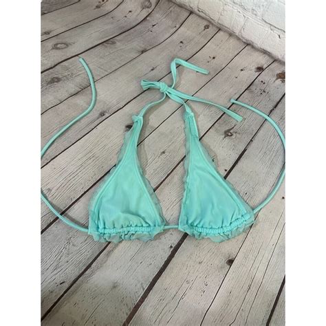 Victoria S Secret Light Turquoise Bikini Top Size Sma Gem