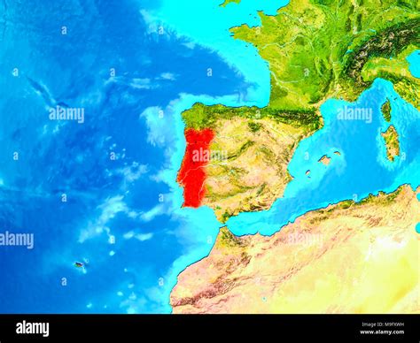 Portugal Highlighted In Red On Planet Earth D Illustration Elements