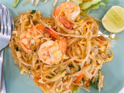 Premium Photo Top View Freshly Stirfried Cooked Thai Recipe Of Prawn