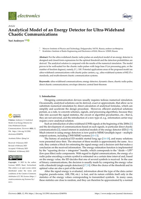 PDF Analytical Model Of An Energy Detector For Ultra Wideband Chaotic