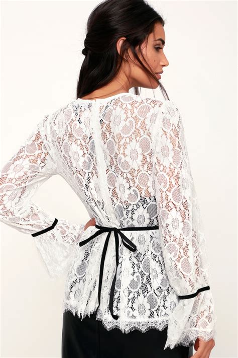 Cute White Top Lace Top White Lace Top Long Sleeve Top