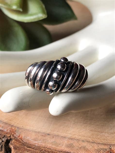 SILPADA Retired Jewelry Sterling Silver Beaded Dome Ring 8 Etsy