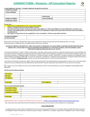 Fillable Online Consent Form GP Consultants Pensions Consent Form