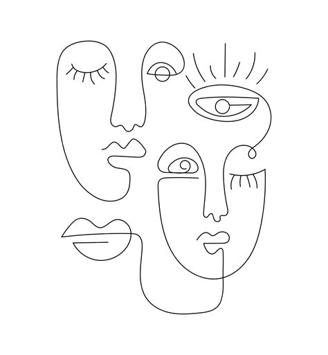 Premium Vector One Line Drawing Abstract Face Modern Continuous Line