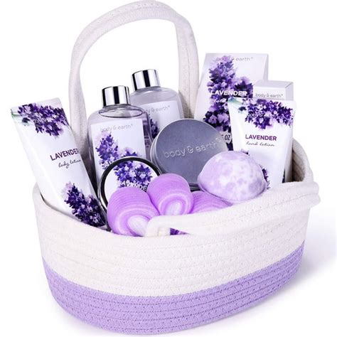 Bath Spa T Set 11piece Body And Earth Lavender Spa Basket Body Wish