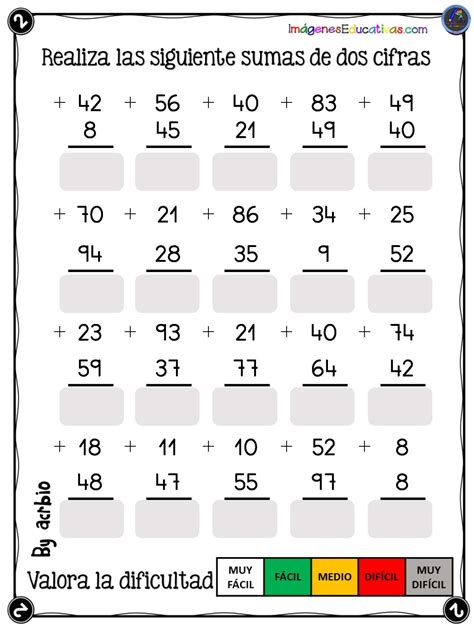 SUMAS DE NÚMEROS DOS CIFRAS Imagenes Educativas