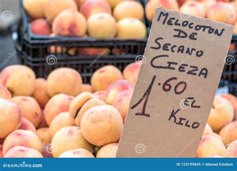 Peaches In Street Market Torrevieja Spain Stock Image Image Of