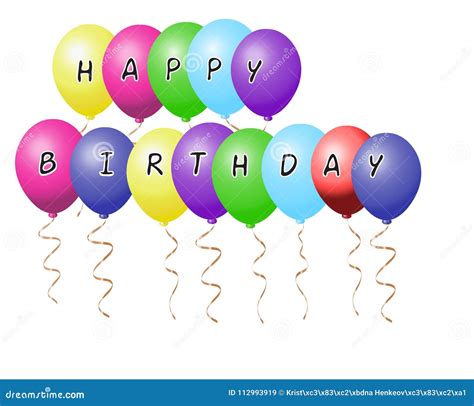 Realistic Colorful Balloons with Sign Text Happy Birthday Vector Stock ...