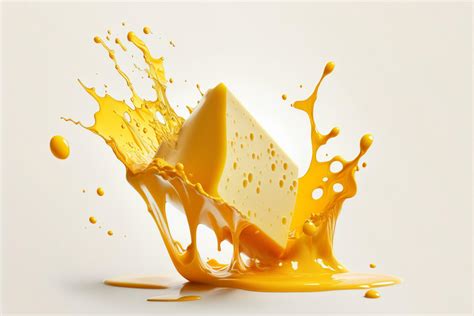 A Delicious Melting Cheese Splash In A Realistic Style Hot Cheese Or