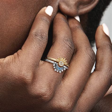 Celestial Sparkling Sun Ring Gold Plated Pandora Uk