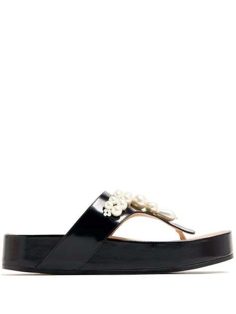 Simone Rocha Faux Pearl Embellished Leather Sandals In Black Lyst