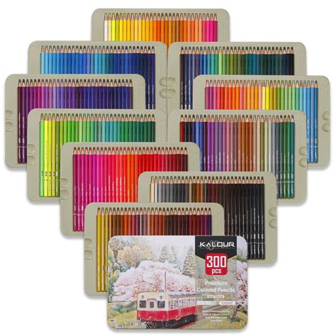 Kalour Premium 50300pcs Soft Pastel Colored Pencil Set Wood Skin
