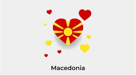 Macedoni Vlag Hart Vorm Met Extra Harten Pictogram Vectorillustratie