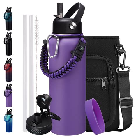 Insulated Water Bottle with Straw - 40 oz Stainless Steel Water Bottle