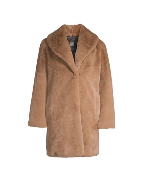 Donna Karan Oversized Faux Fur Coat In Brown Lyst