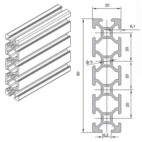 Perfil TSLOT 2080 3MTS ROLL CNC