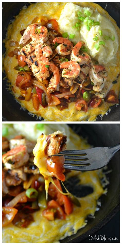 Sizzling Cheesy Chicken And Shrimp Recipe Chicken And Shrimp